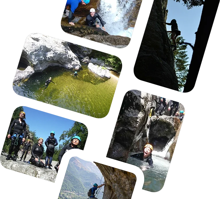 planche photos souvenir canyoning via ferrata escalade lozère cévennes